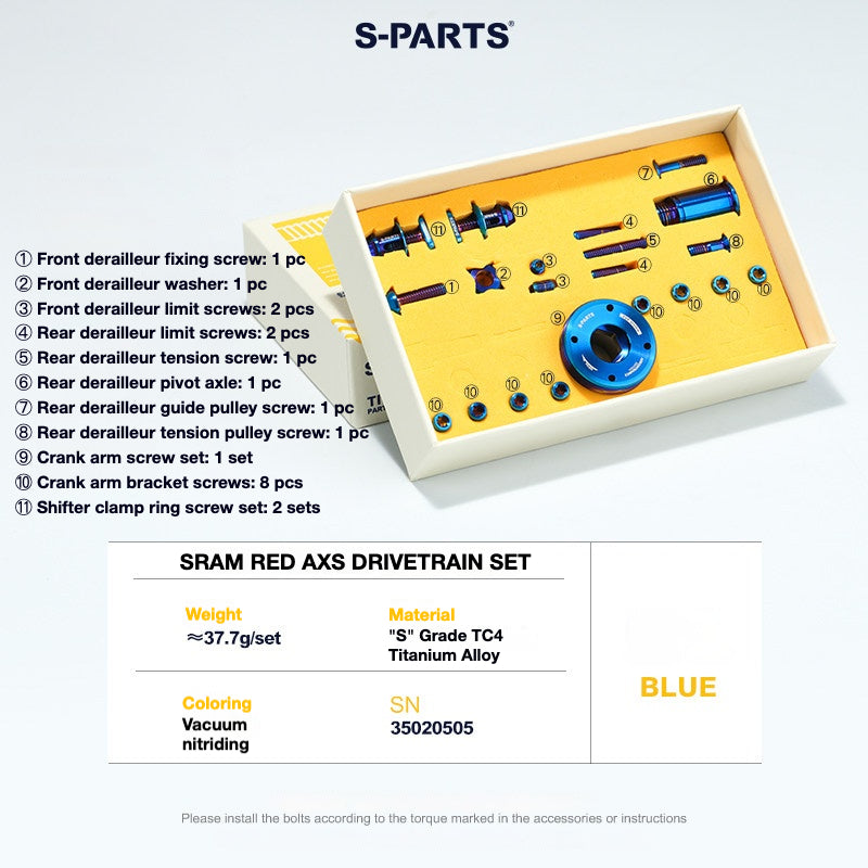 S-PARTS Titanium Drivetrain Hardware – SRAM RED AXS E1 Compatible Upgrade Kit