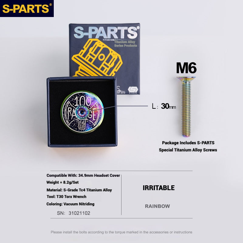 S-PARTS Tampa de Mesa de Direção Titanium OD2 34.9 mm|Usinada CNC|Vários Modelos Disponíveis