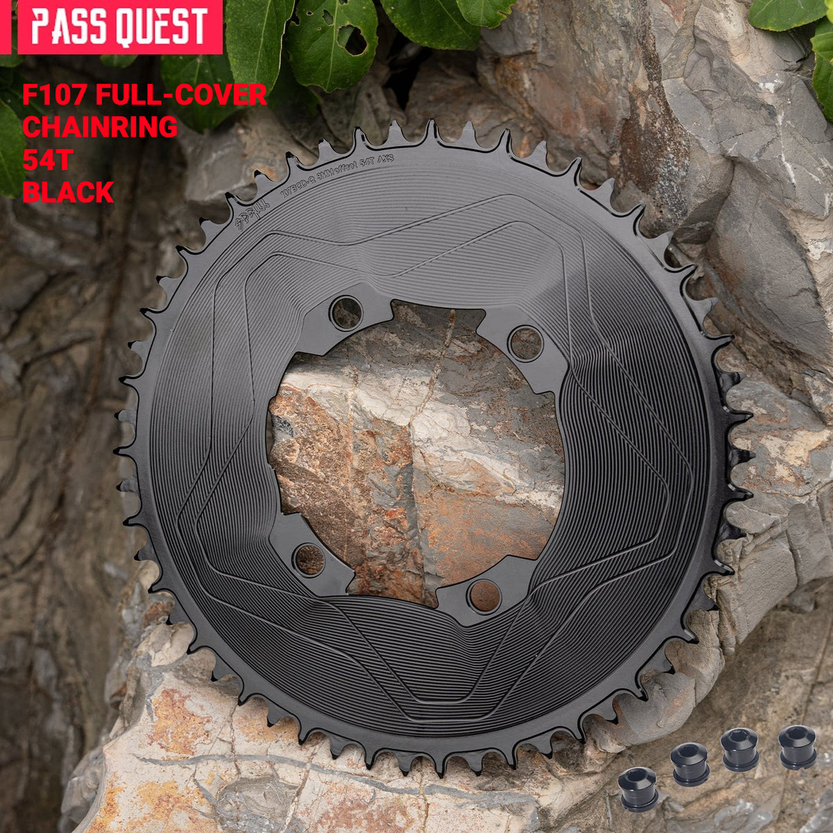 PASS QUEST 107 BCD Narrow-Wide Aero Chainring for Quarq D1 Power Meter | SRAM AXS 12-Speed | 40T–60T