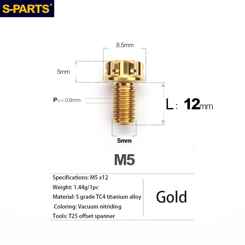 S-PARTS Série A3 Vis et Boulons Standard en Alliage de Titane M5 pour Motos et Voitures