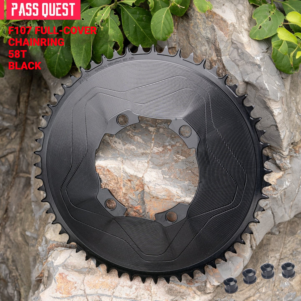 PASS QUEST 107 BCD Narrow-Wide Aero Chainring for Quarq D1 Power Meter | SRAM AXS 12-Speed | 40T–60T