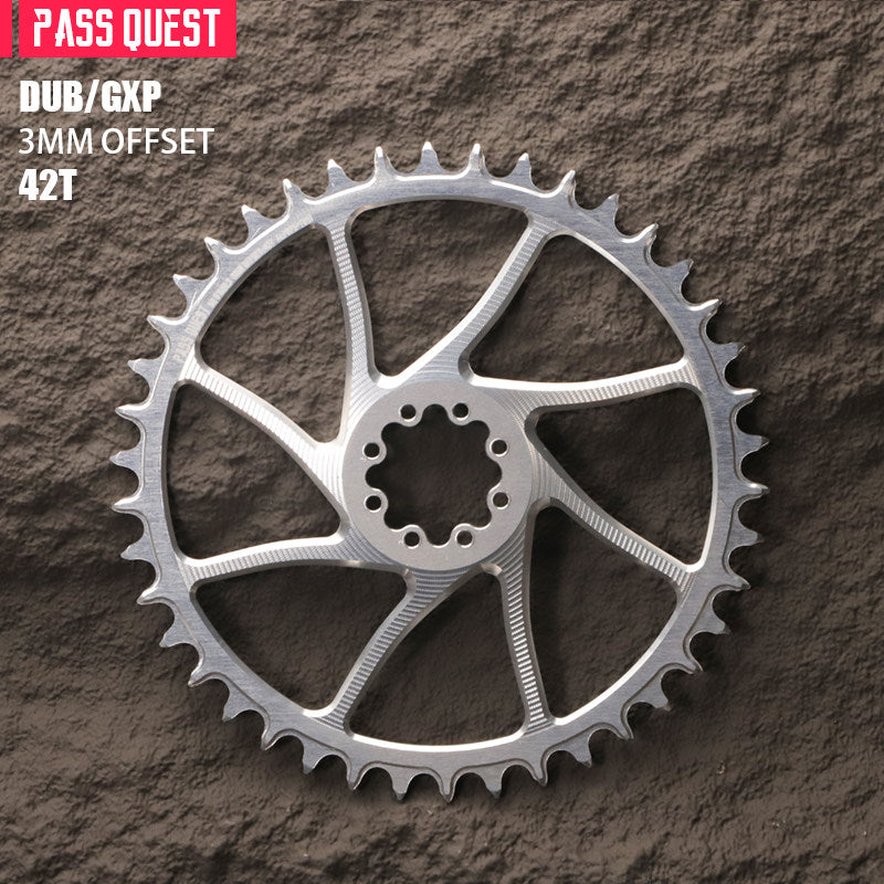PASS QUEST 8-Bolt Direct Mount Narrow-Wide Chainring for SRAM RED DUB | 3mm Offset 40T–54T
