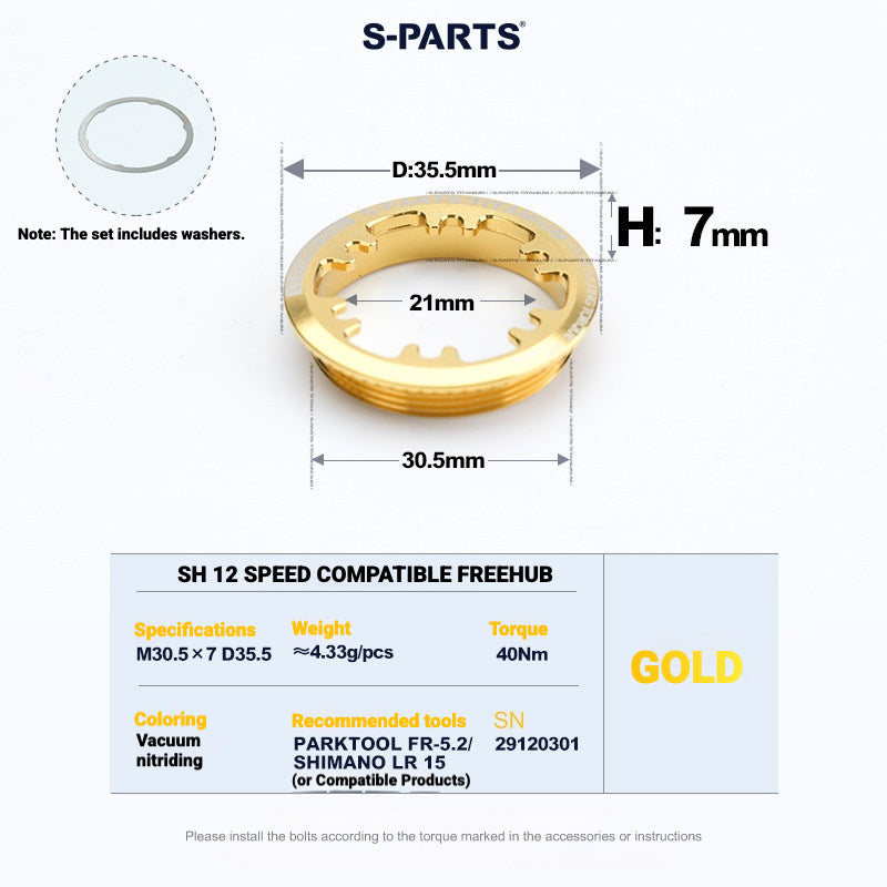S-PARTS Anello di bloccaggio in titanio per MTB e bici da strada (compatibile con Shimano e SRAM)