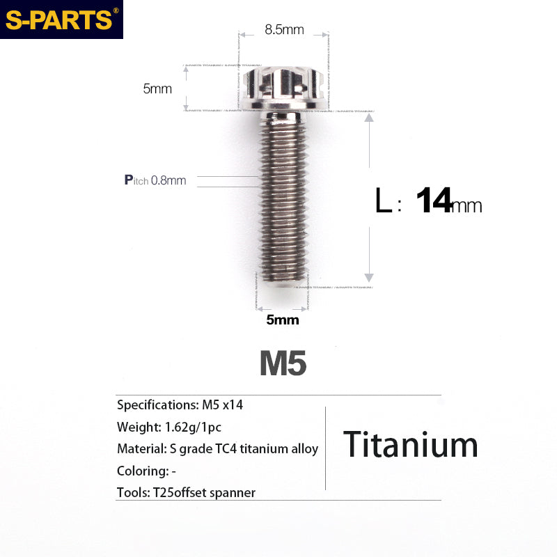 S-PARTS Série A3 Vis et Boulons Standard en Alliage de Titane M5 pour Motos et Voitures