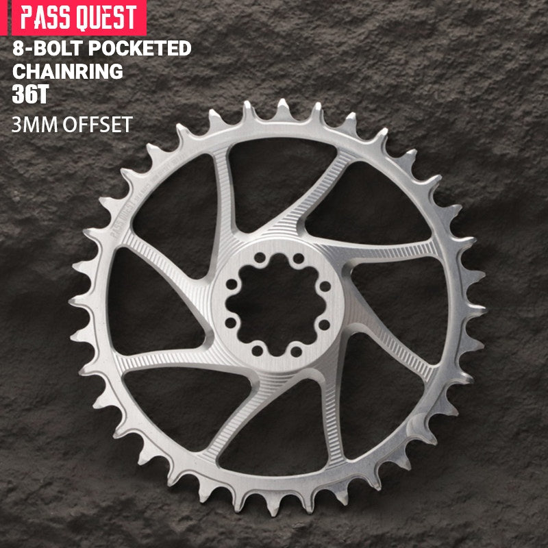 PASS QUEST 8-Bolt Direct Mount Chainring for SRAM Force / RED | 3mm Offset 28T–48T