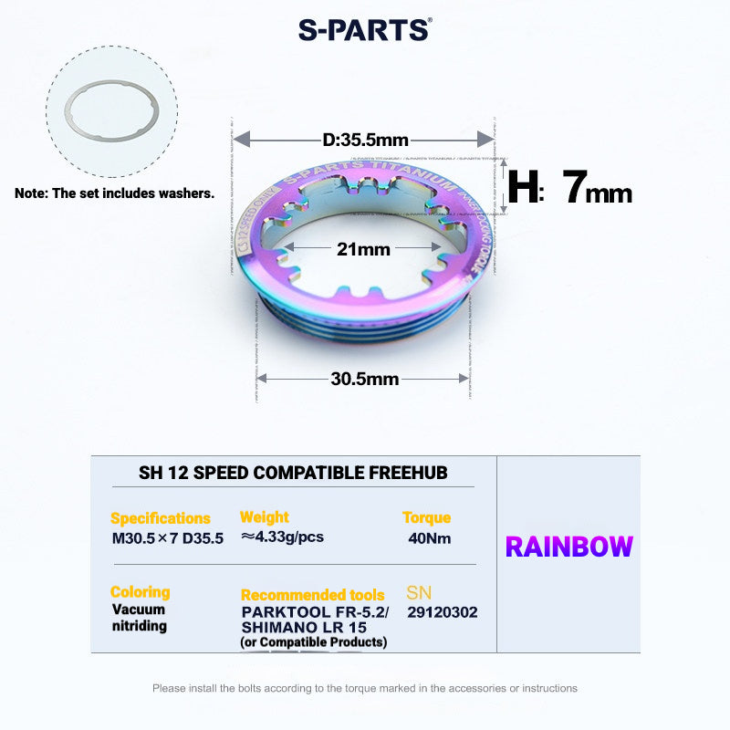 S-PARTS Anello di bloccaggio in titanio per MTB e bici da strada (compatibile con Shimano e SRAM)