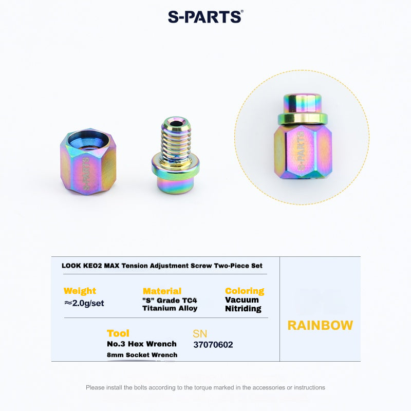 Kit de mise à niveau pédales S-PARTS en titane pour LOOK KEO2 MAX (60,5 g) et KEO BLADE (52,9 g) – Axes, boulons de tension et goupilles