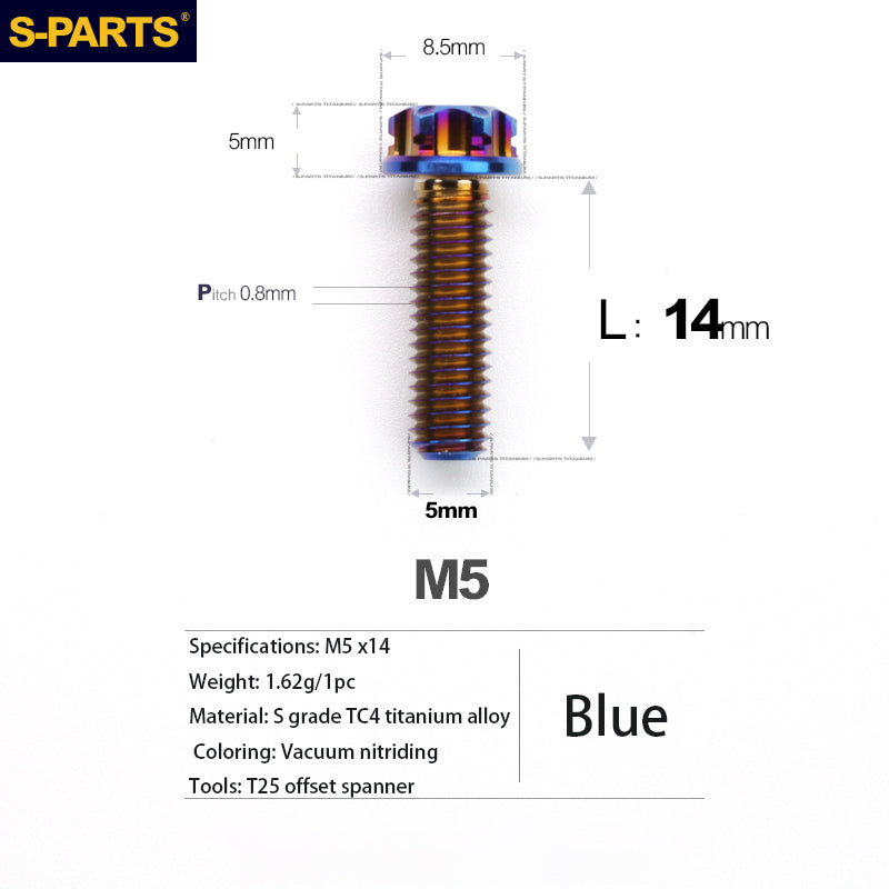 S-PARTS Série A3 Vis et Boulons Standard en Alliage de Titane M5 pour Motos et Voitures