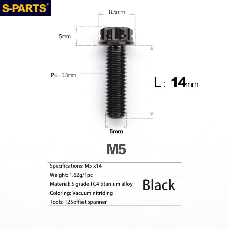 S-PARTS Série A3 Vis et Boulons Standard en Alliage de Titane M5 pour Motos et Voitures