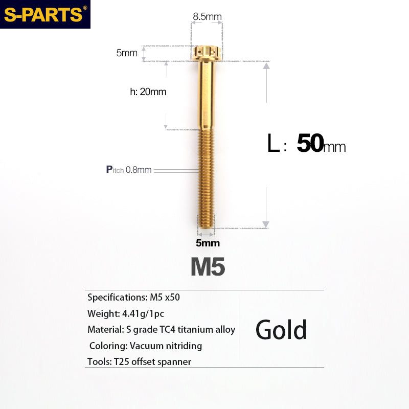 S-PARTS Série A3 Vis et Boulons Standard en Alliage de Titane M5 pour Motos et Voitures