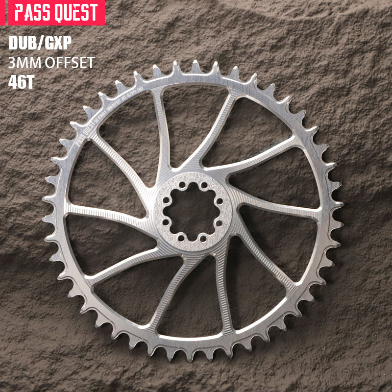 PASS QUEST 8-Bolt Direct Mount Narrow-Wide Chainring for SRAM RED DUB | 3mm Offset 40T–54T