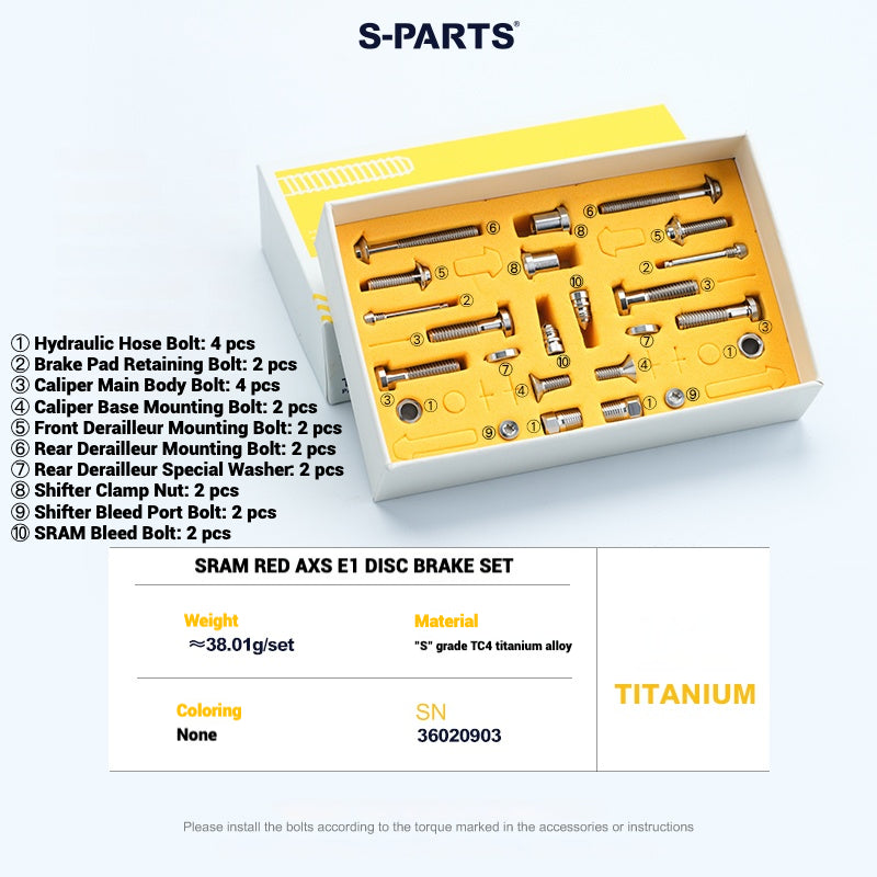 S-PARTS Road Bike Disc Brake Titanium Alloy Screw Set for SRAM RED Force Rival 12-speed AXS