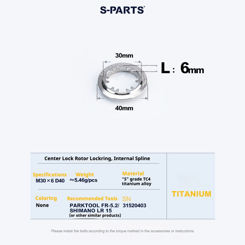 S-PARTS Anel de Trava Center Lock em Liga de Titânio para Disco (1PCS)