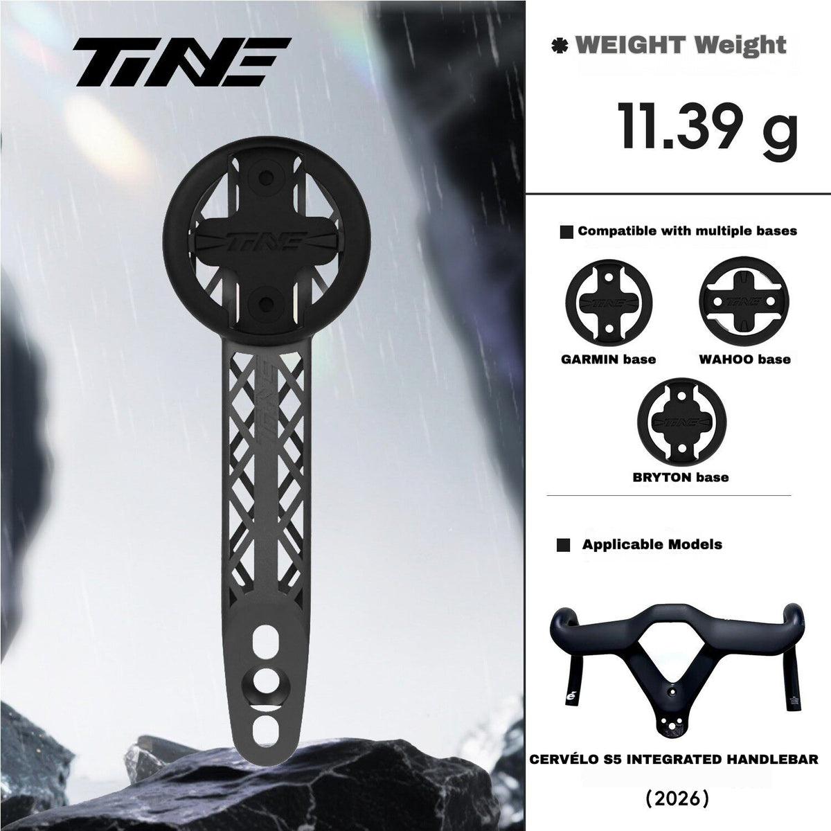 Cervelo Support de compteur en titane|S5 2020–2026 · SOLOIST · SS · R5|Compatible Garmin · Wahoo · Bryton