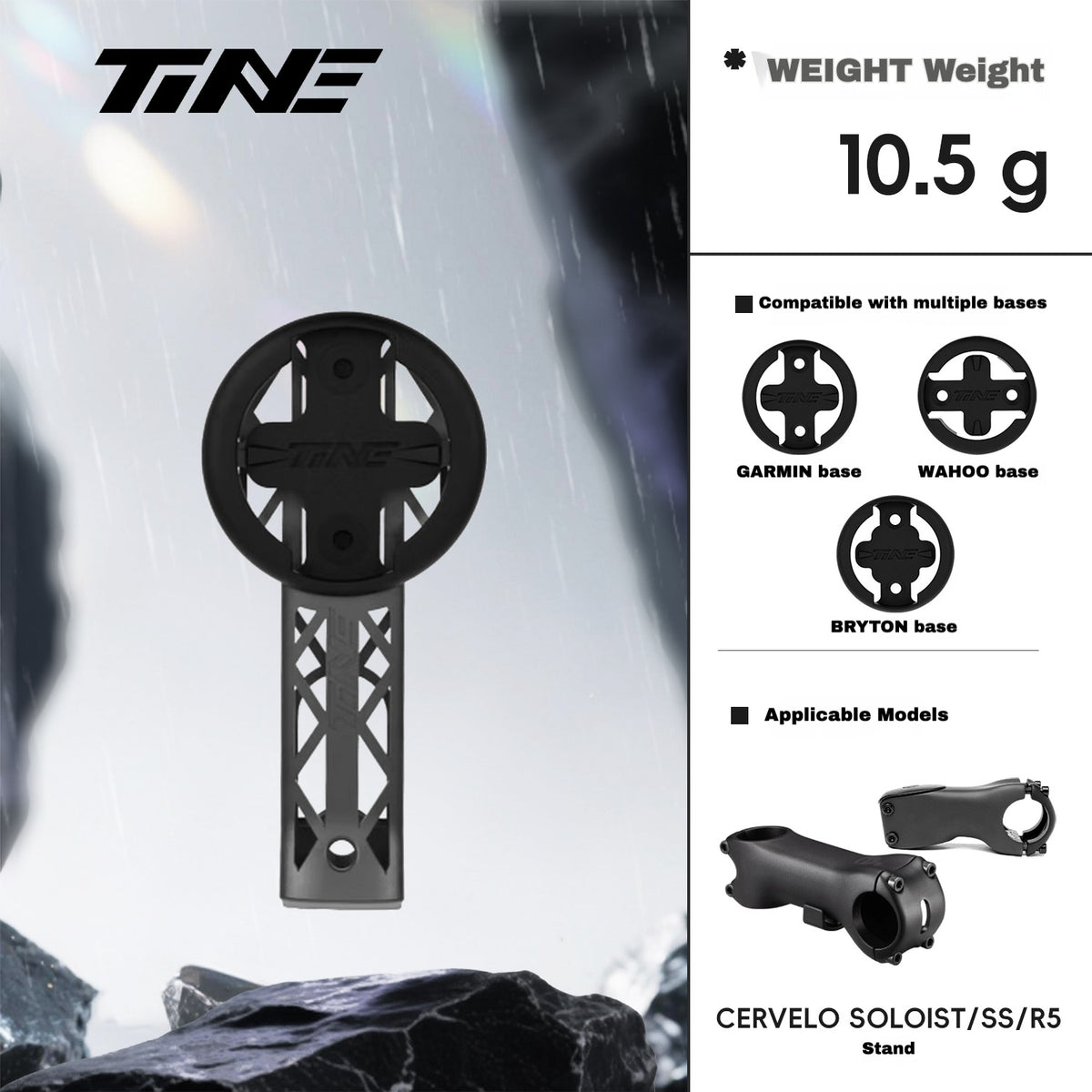 Cervelo Support de compteur en titane|S5 2020–2026 · SOLOIST · SS · R5|Compatible Garmin · Wahoo · Bryton