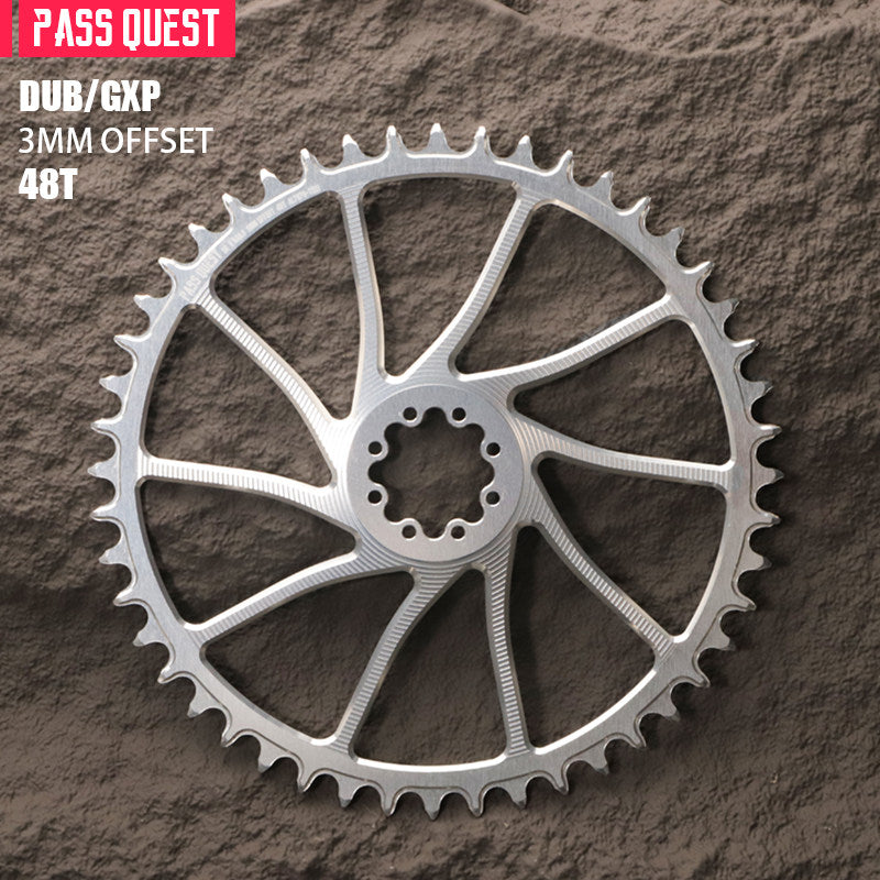 PASS QUEST 8-Bolt Direct Mount Narrow-Wide Chainring for SRAM RED DUB | 3mm Offset 40T–54T