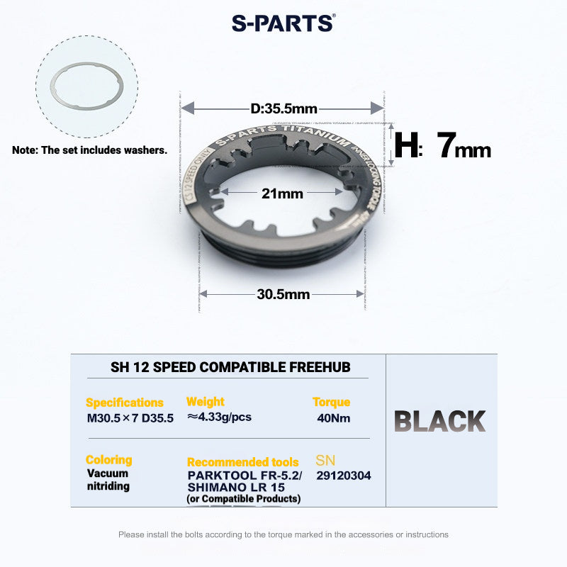 S-PARTS Anello di bloccaggio in titanio per MTB e bici da strada (compatibile con Shimano e SRAM)