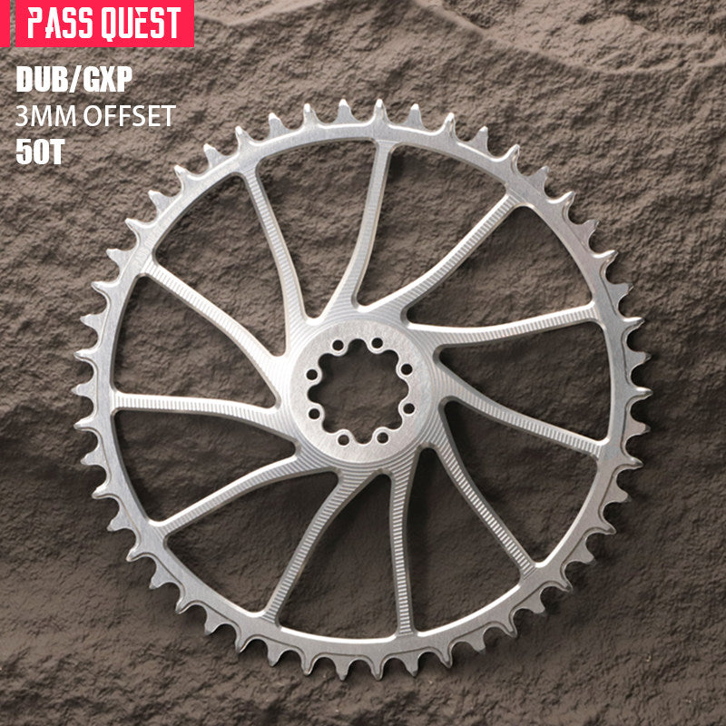 PASS QUEST 8-Bolt Direct Mount Narrow-Wide Chainring for SRAM RED DUB | 3mm Offset 40T–54T