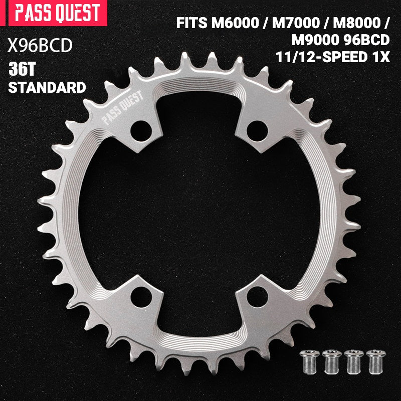 PASS QUEST X96BCD Narrow-Wide Chainring for Shimano M6000 / M7000 / M8000 / M9000 / M5100 | 30T–48T