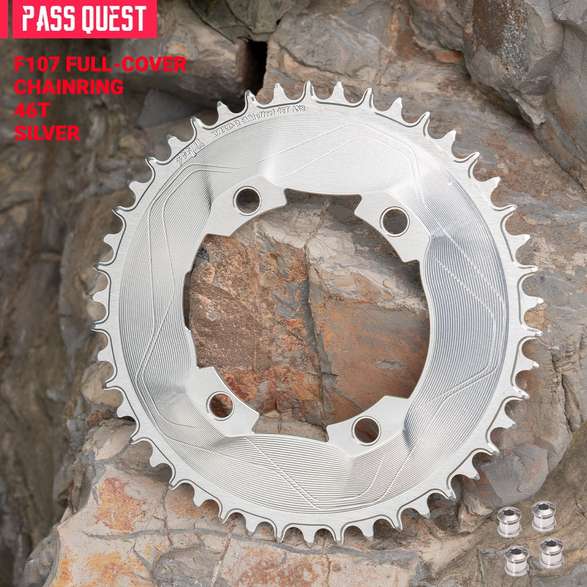 PASS QUEST 107 BCD Narrow-Wide Aero Chainring for Quarq D1 Power Meter | SRAM AXS 12-Speed | 40T–60T