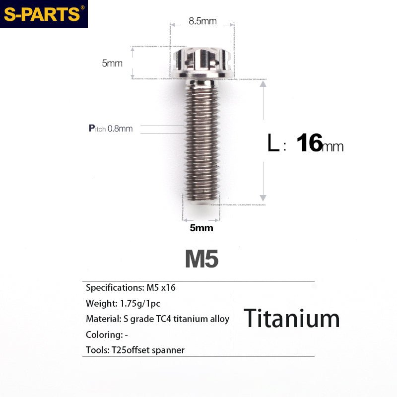 S-PARTS Série A3 Vis et Boulons Standard en Alliage de Titane M5 pour Motos et Voitures