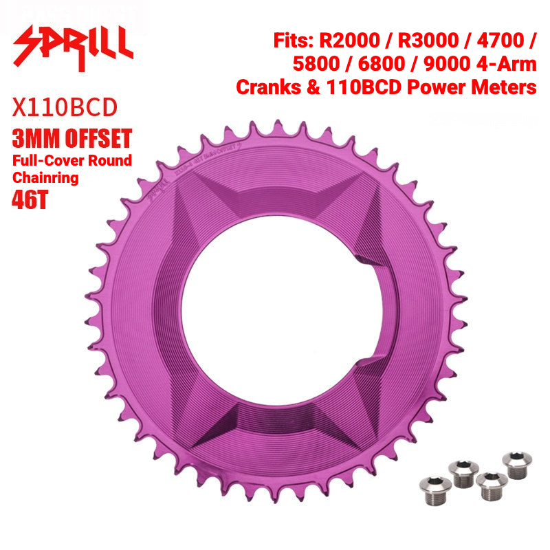 SPRILL X110 3-S 110BCD 4-Bolt Hidden-Bolt Narrow-Wide Chainring | 3mm Offset 46T–58T