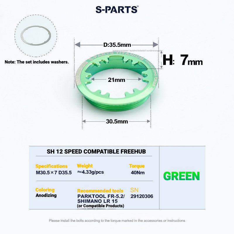 S-PARTS Anello di bloccaggio in titanio per MTB e bici da strada (compatibile con Shimano e SRAM)