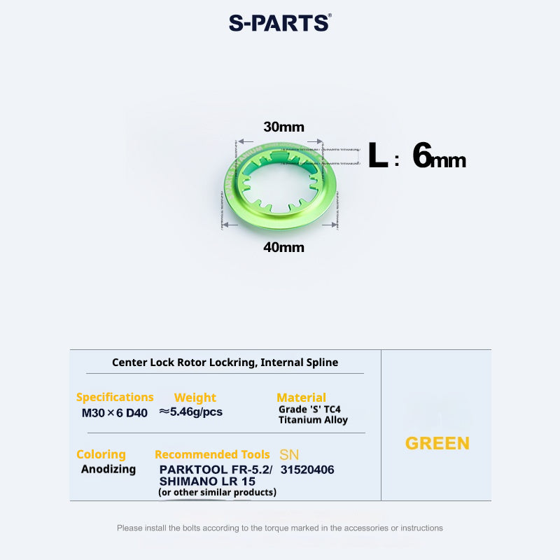 S-PARTS Anel de Trava Center Lock em Liga de Titânio para Disco (1PCS)