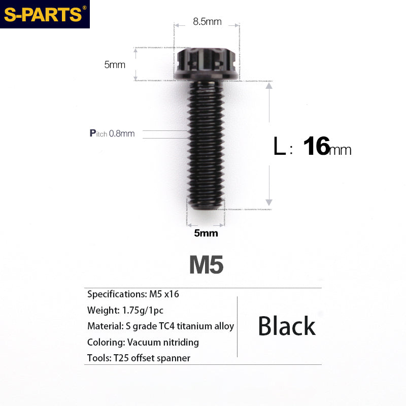 S-PARTS Série A3 Vis et Boulons Standard en Alliage de Titane M5 pour Motos et Voitures