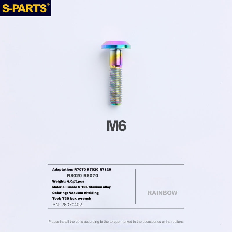 S-PARTS Boulon de corps d'étrier en titane pour Shimano R9120/R8070/M9120/M8100 | SRAM RED FOECE – Vis de montage de frein anodisées légères