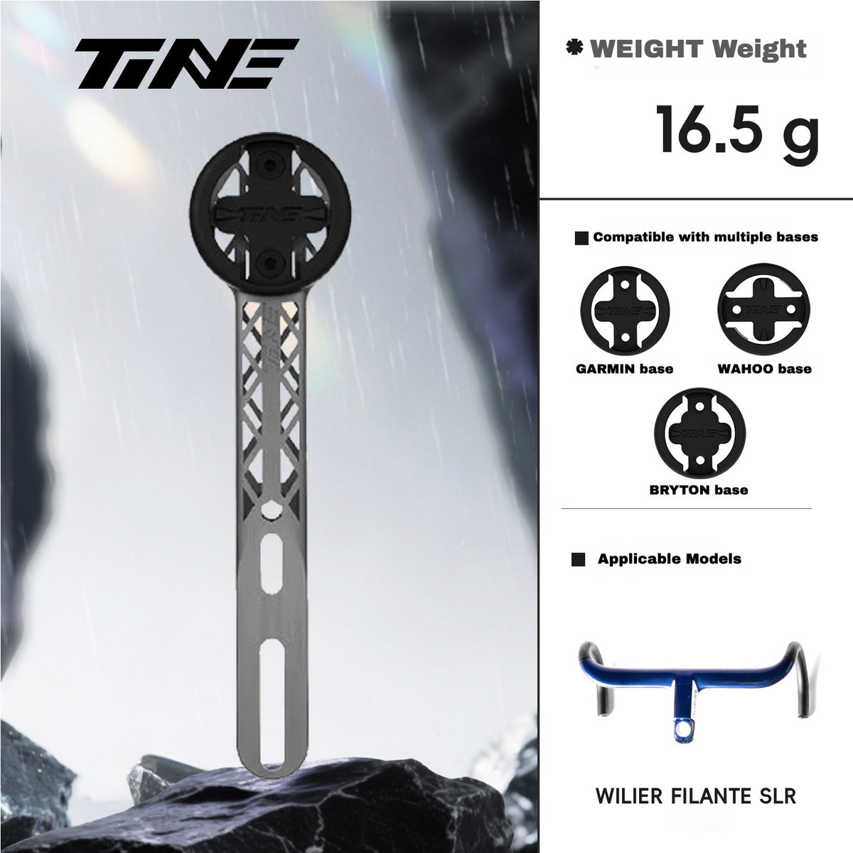 TiNE Titanium Computer Mount for WILIER FILANTE SLR Integrated Handlebar | Garmin Wahoo Bryton GPS Mount