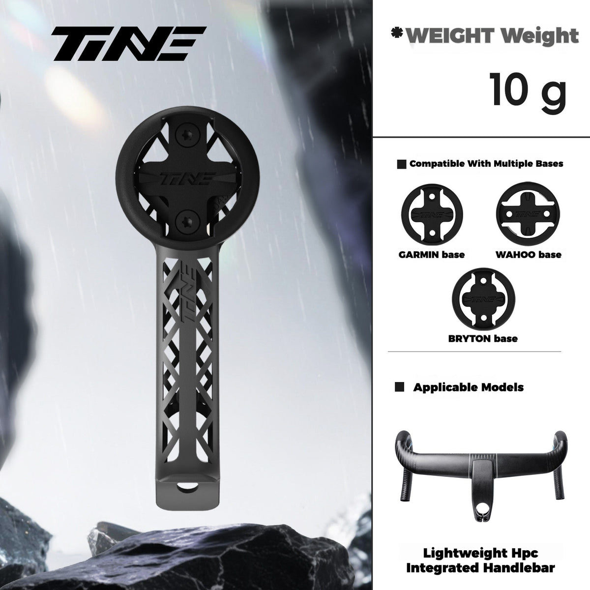 Support d'ordinateur TiNE Ultra-Léger en Titane pour Système de Guidon Intégré en Carbone HPC Léger