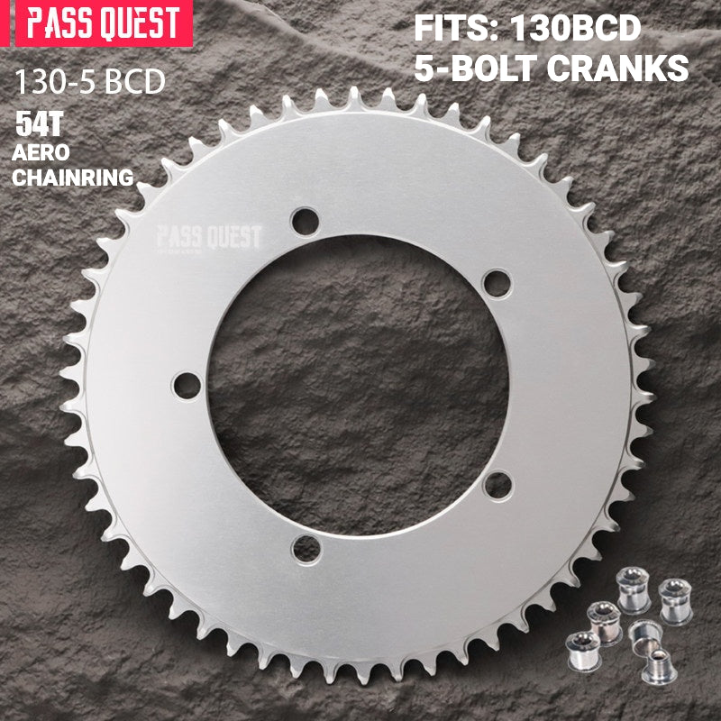 PASS QUEST 130BCD Full-Profile Narrow-Wide Chainring | 5-Bolt Road & Folding Bike 1x 42T–60T