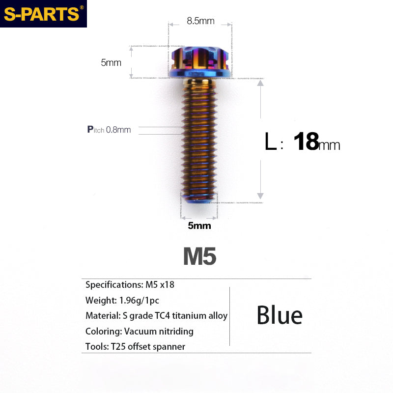 S-PARTS Série A3 Vis et Boulons Standard en Alliage de Titane M5 pour Motos et Voitures