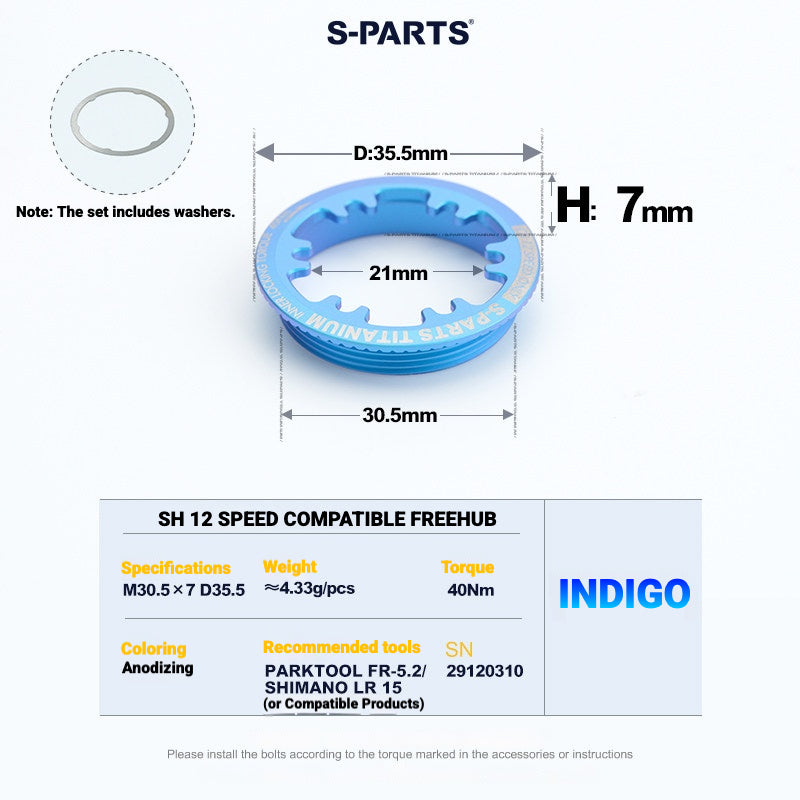 S-PARTS Anello di bloccaggio in titanio per MTB e bici da strada (compatibile con Shimano e SRAM)
