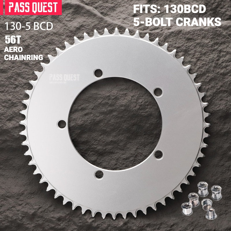 PASS QUEST 130BCD Full-Profile Narrow-Wide Chainring | 5-Bolt Road & Folding Bike 1x 42T–60T