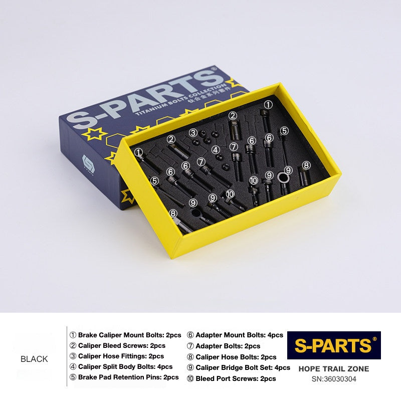 Kit de Parafusos de Freio S-PARTS Titânio para HOPE V4 / TECH / RACE / TRAIL / ZONE | Ferragens de Freio MTB Ultraleve