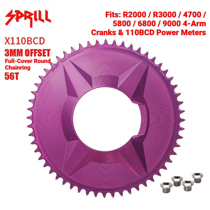 SPRILL X110 3-S 110BCD 4-Bolt Hidden-Bolt Narrow-Wide Chainring | 3mm Offset 46T–58T