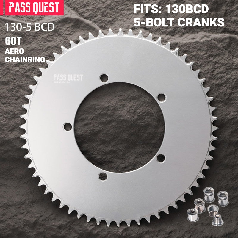 PASS QUEST 130BCD Full-Profile Narrow-Wide Chainring | 5-Bolt Road & Folding Bike 1x 42T–60T