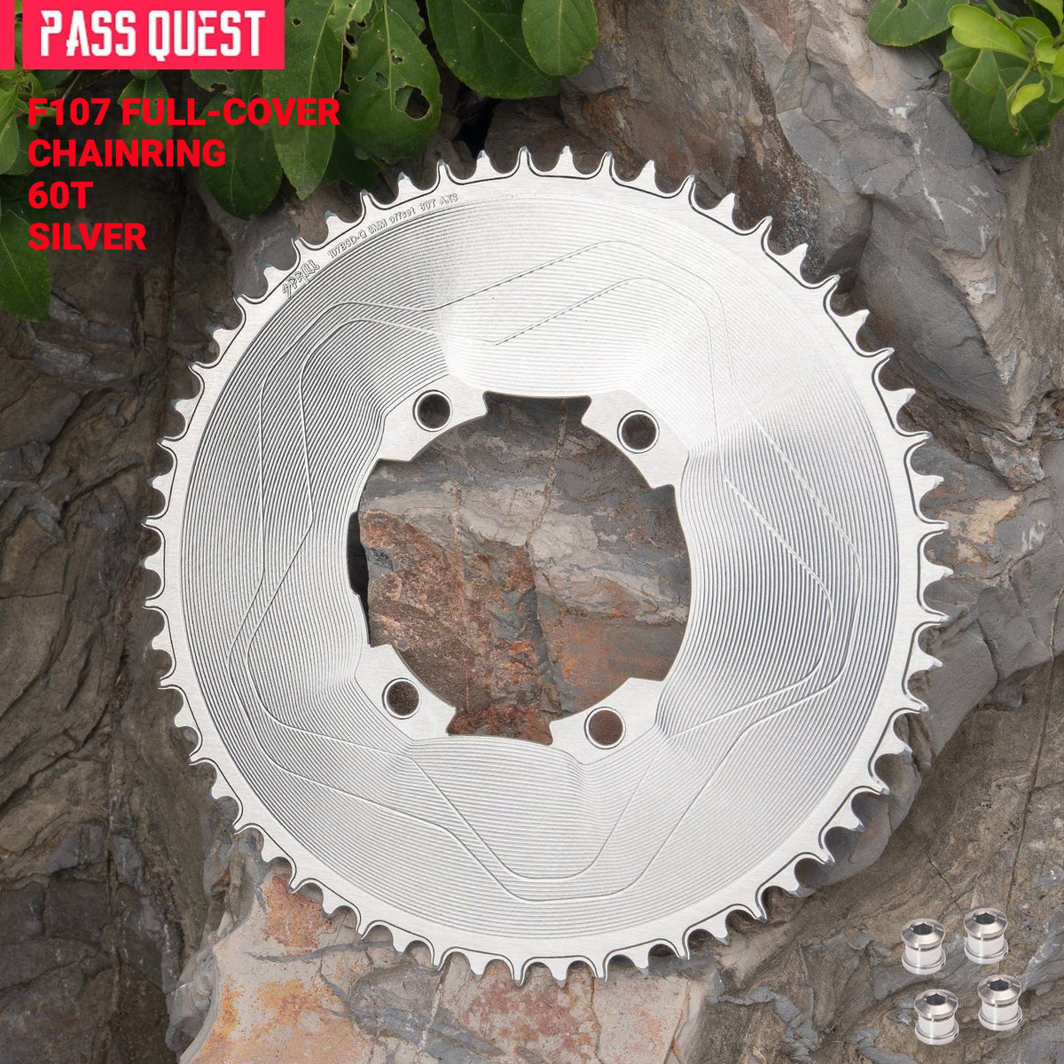PASS QUEST 107 BCD Narrow-Wide Aero Chainring for Quarq D1 Power Meter | SRAM AXS 12-Speed | 40T–60T