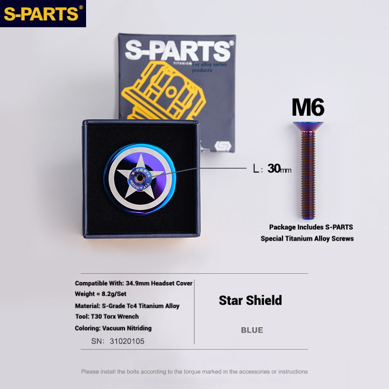 S-PARTS Tampa de Mesa de Direção Titanium OD2 34.9 mm|Usinada CNC|Vários Modelos Disponíveis