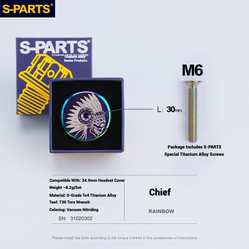 S-PARTS Tampa de Mesa de Direção Titanium OD2 34.9 mm|Usinada CNC|Vários Modelos Disponíveis