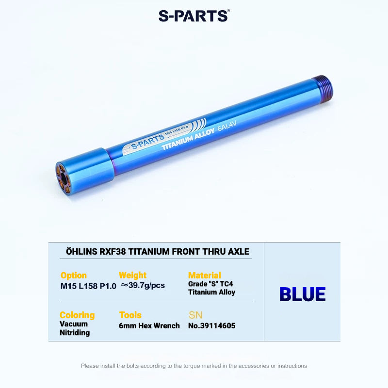 S-PARTS Öhlins MTB Fork Titanium Air Spring Top Cap & RXF38 Front Thru Axle