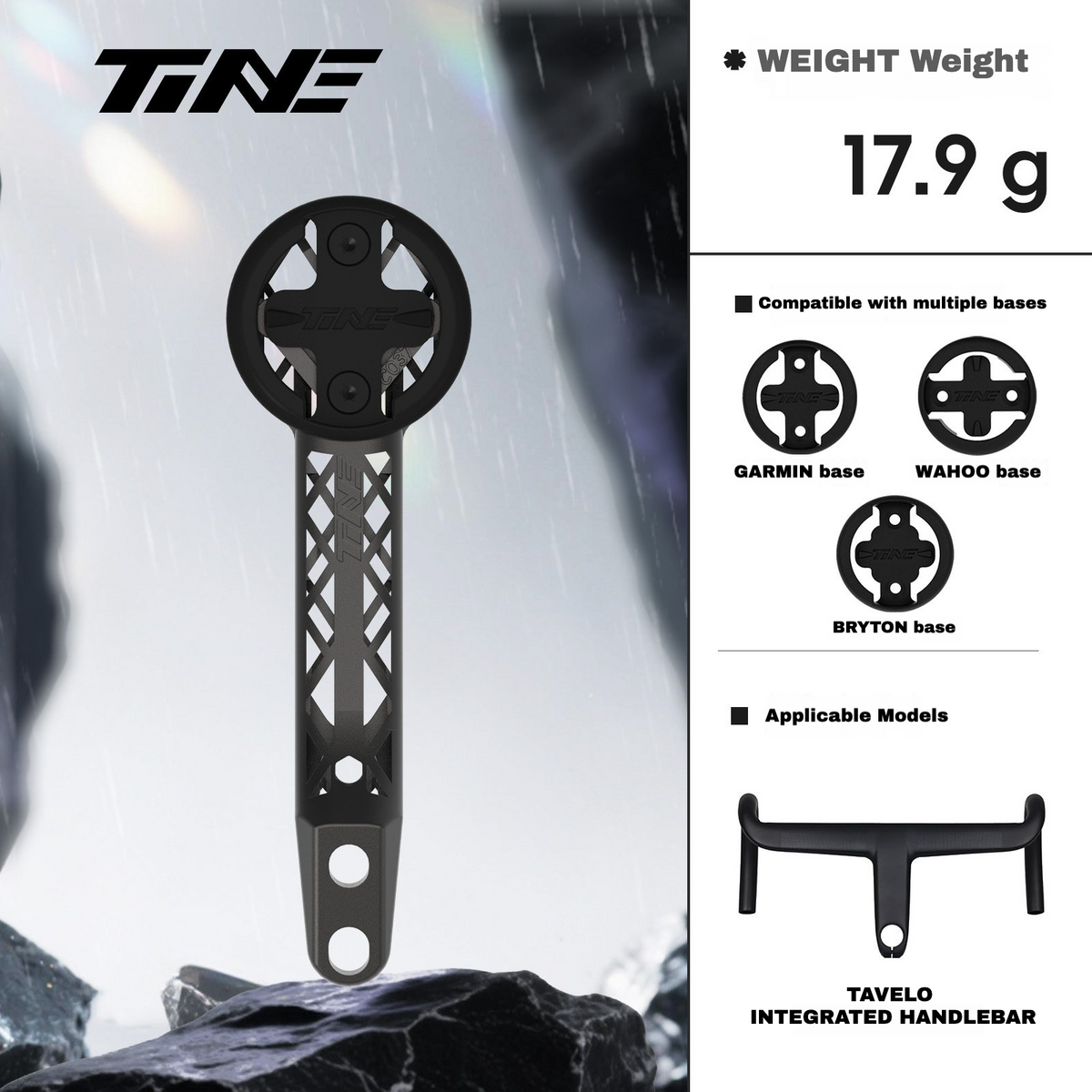 TiNE Titanium Computer Mount for TAVELO Integrated Handlebar | Garmin Wahoo Bryton GPS Mount