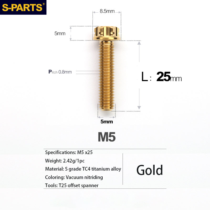S-PARTS Série A3 Vis et Boulons Standard en Alliage de Titane M5 pour Motos et Voitures