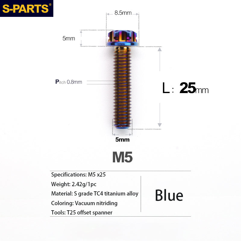 S-PARTS Série A3 Vis et Boulons Standard en Alliage de Titane M5 pour Motos et Voitures