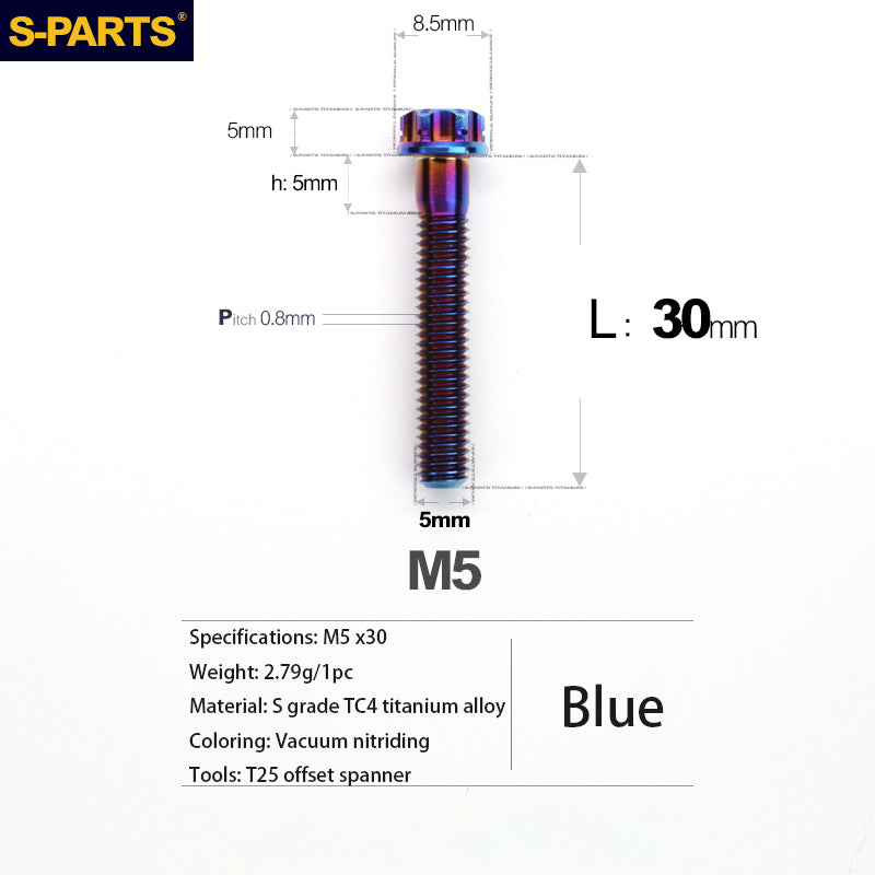 S-PARTS Série A3 Vis et Boulons Standard en Alliage de Titane M5 pour Motos et Voitures