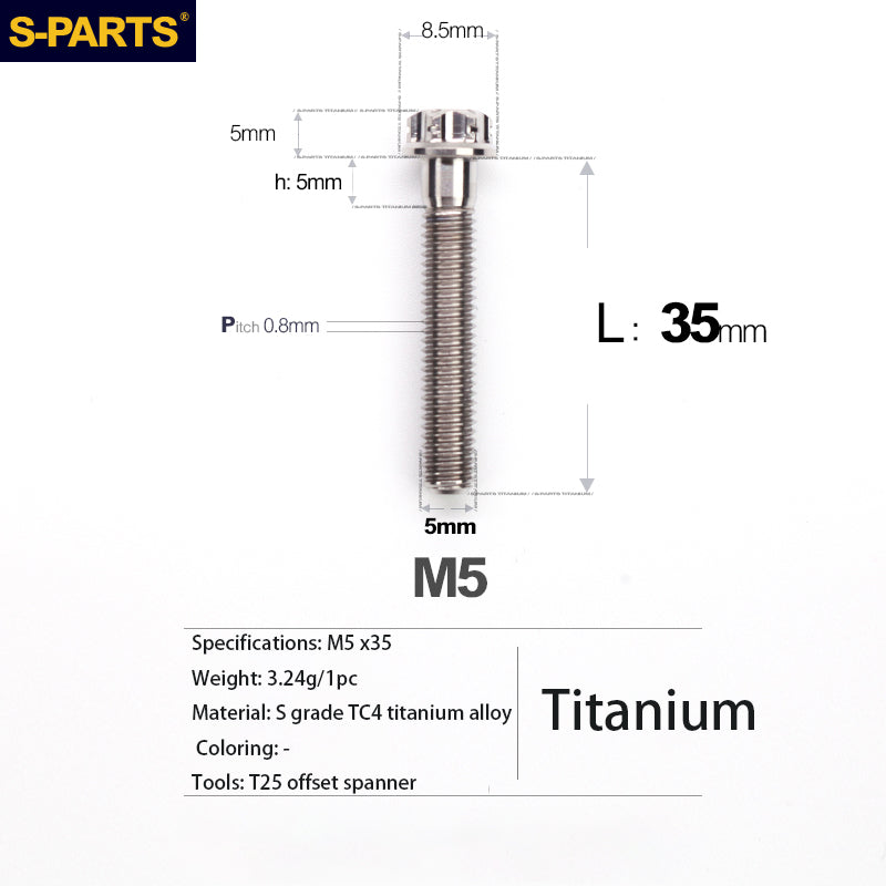 S-PARTS Série A3 Vis et Boulons Standard en Alliage de Titane M5 pour Motos et Voitures