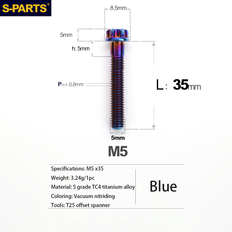 S-PARTS Série A3 Vis et Boulons Standard en Alliage de Titane M5 pour Motos et Voitures