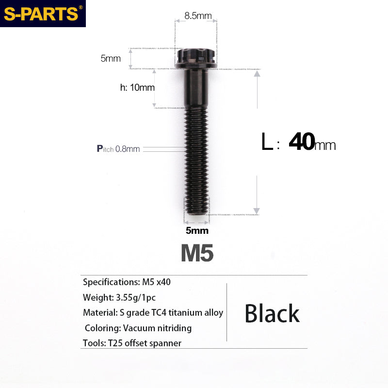 S-PARTS Série A3 Vis et Boulons Standard en Alliage de Titane M5 pour Motos et Voitures